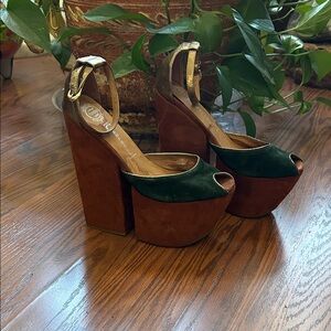 Jeffrey Campbell Brown and Green Platform Heels